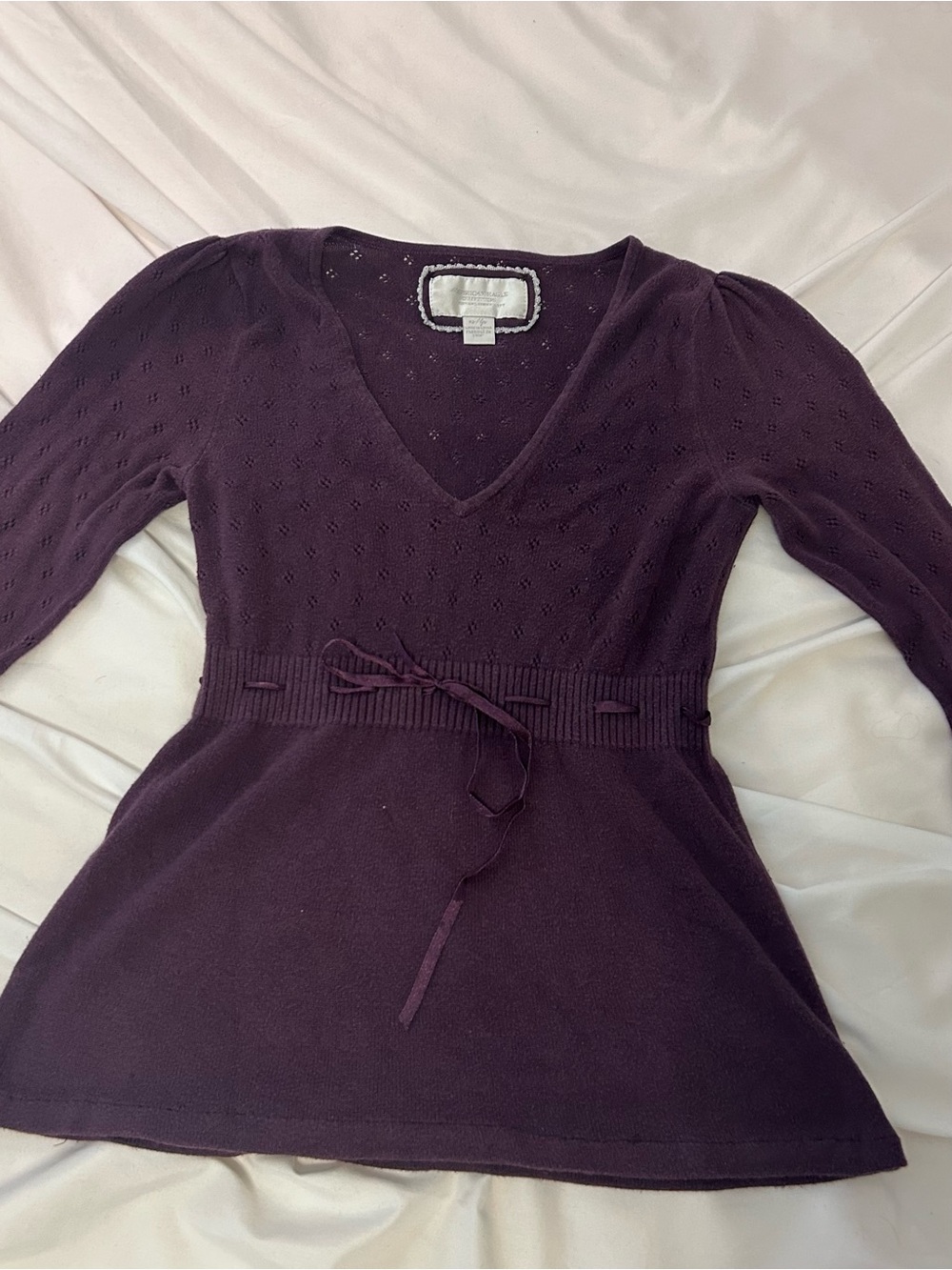 American Eagle Outfitters Deep Plum V-Neck Sweater Top